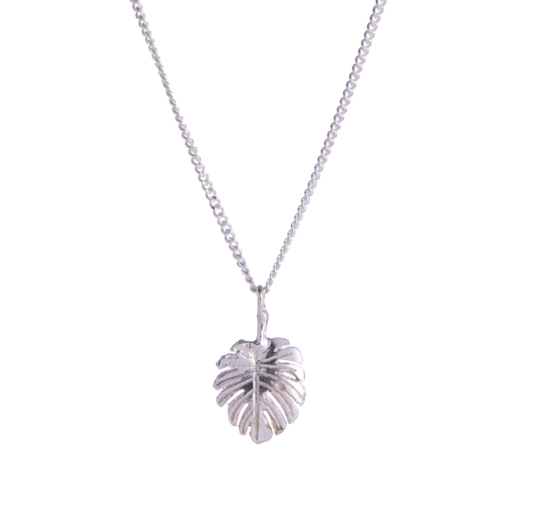 SILVER MONSTERA LEAF NECKLACE