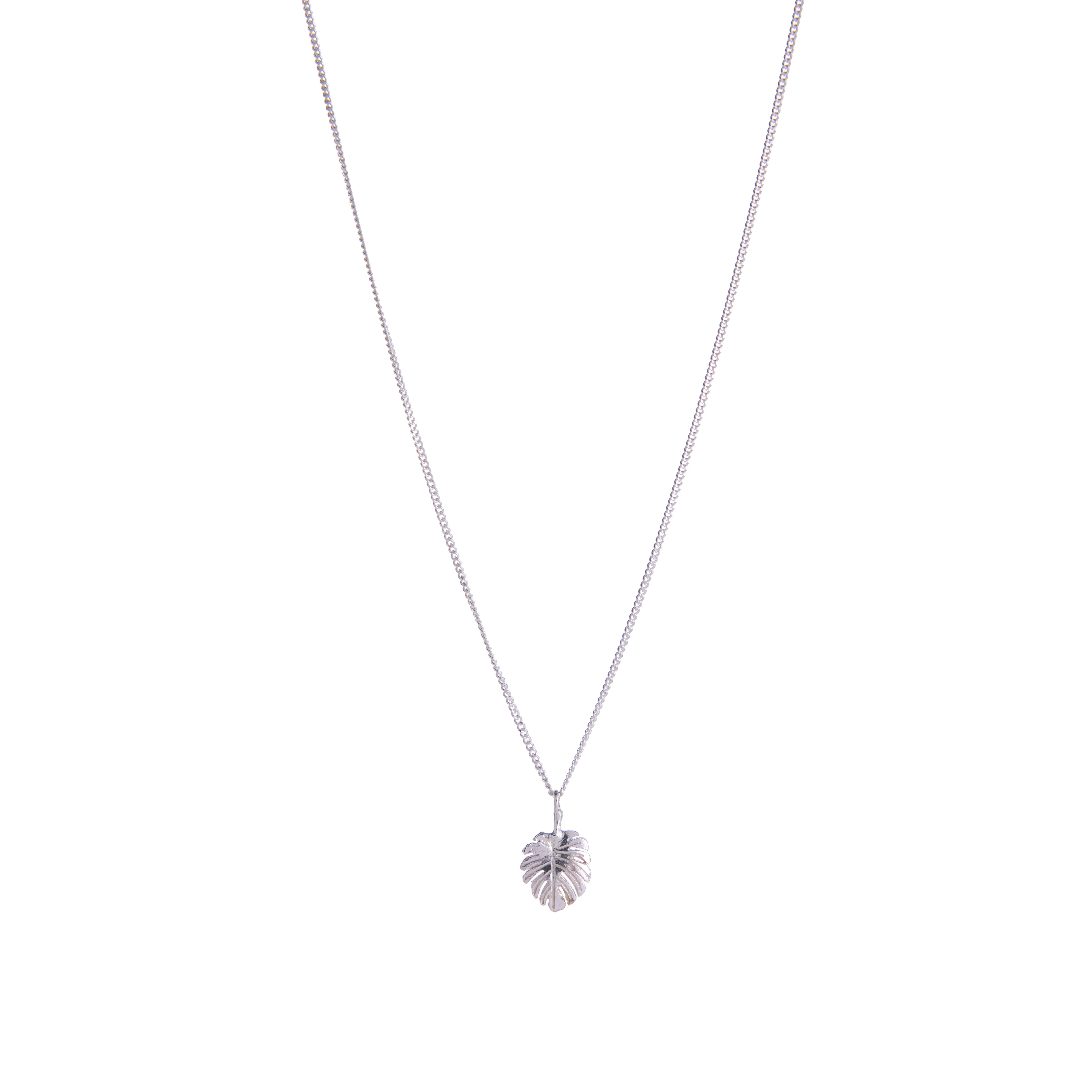 SILVER MONSTERA LEAF NECKLACE - Image 3