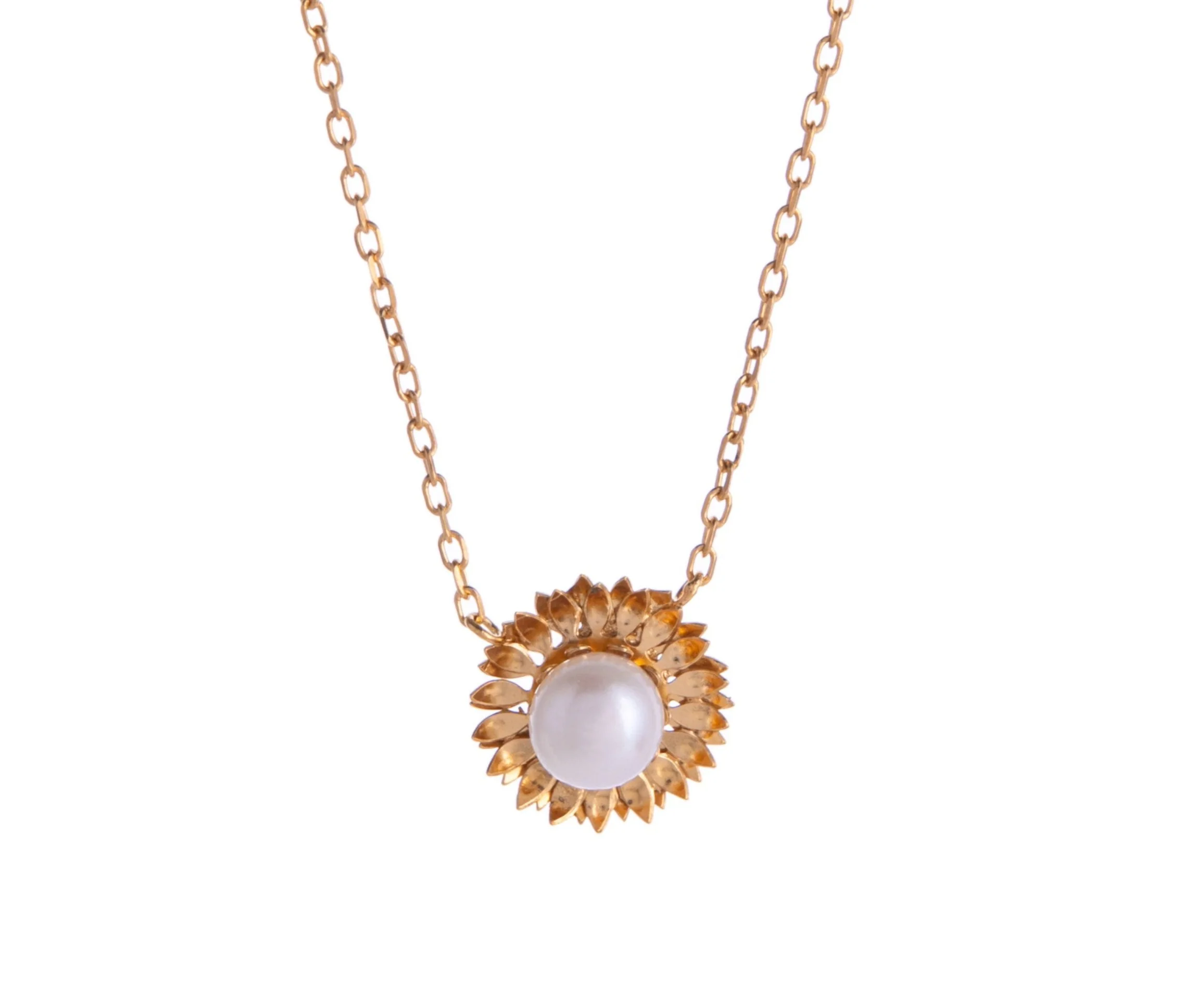 SUNFLOWER PEARL PENDANT NECKLACE