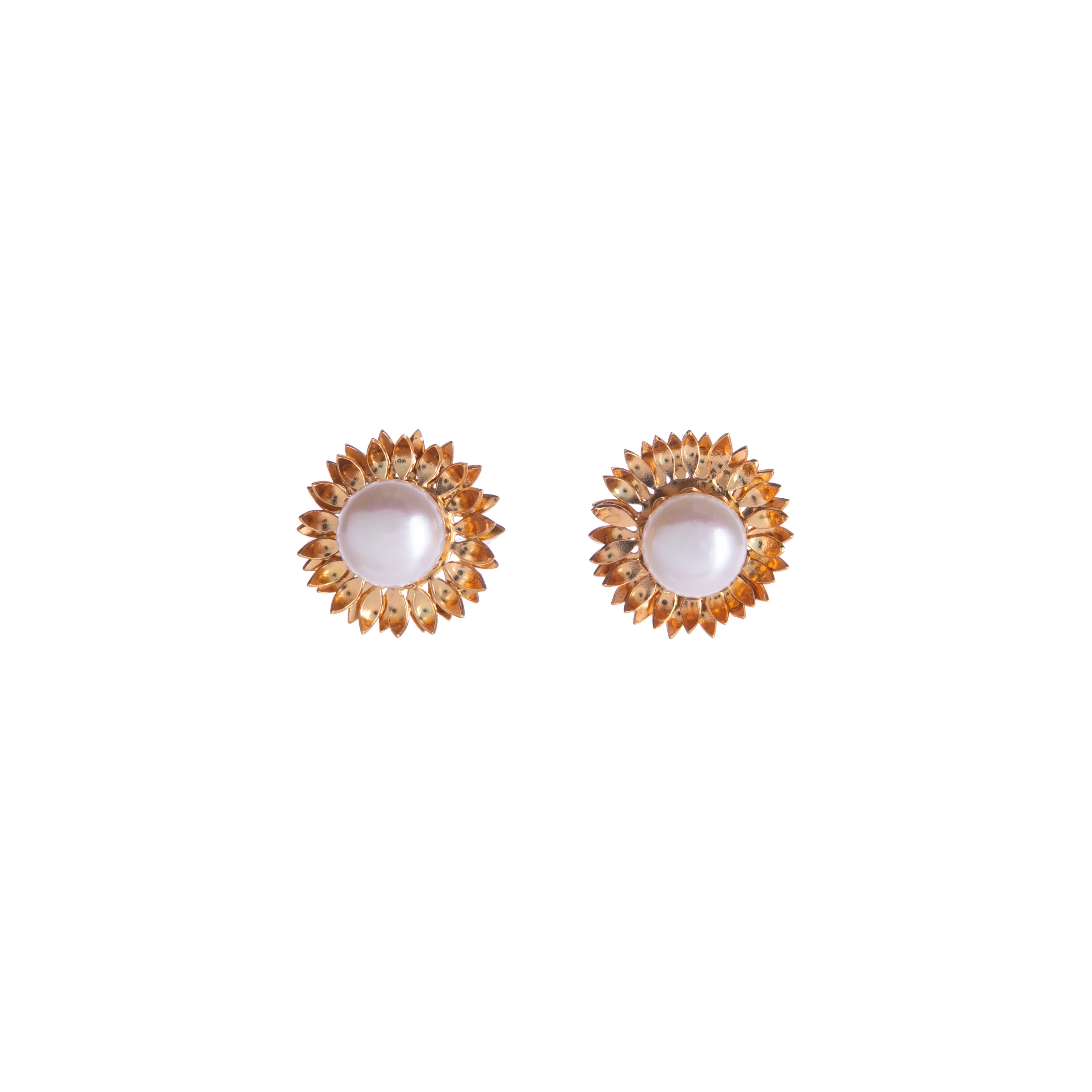 SUNFLOWER PEARL STUD EARRINGS