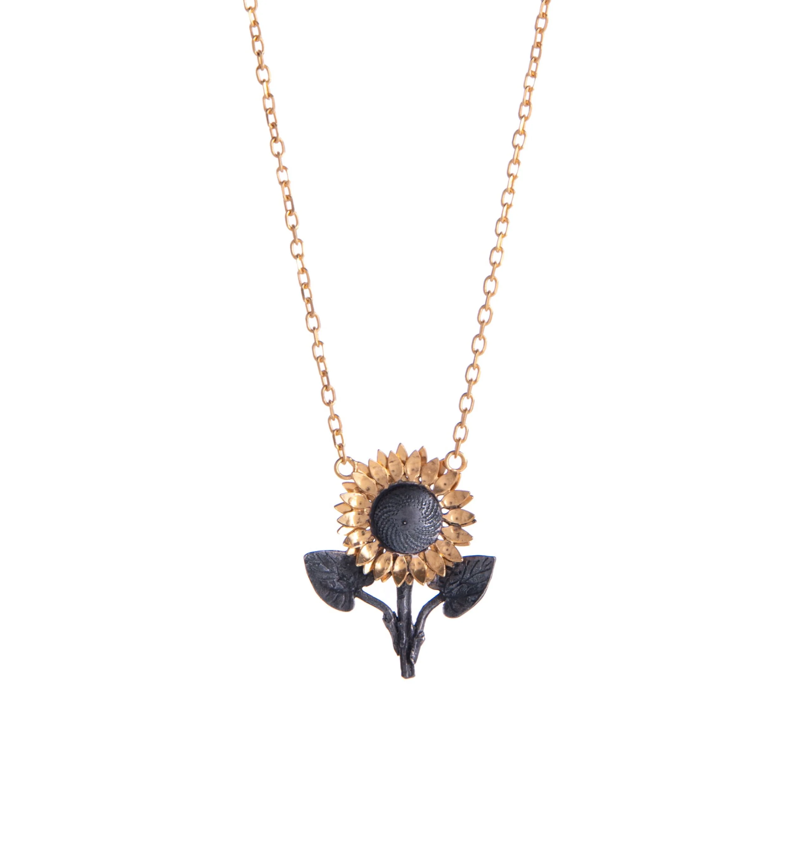 SUNFLOWER WITH STALK NECKLACE