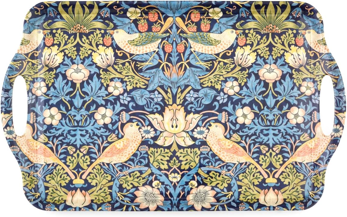 WILLIAM MORRIS STRAWBERRY THIEF BLUE HANDLED TRAY