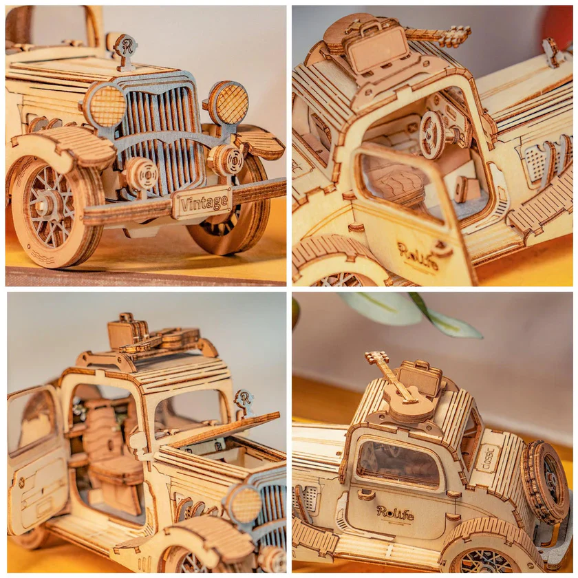 WOOD MODEL KIT - VINTAGE CAR - Image 3